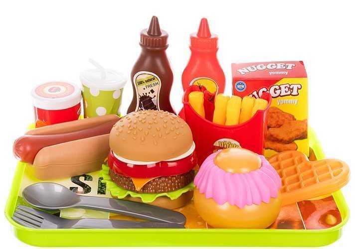 Zestaw zabawkowy jedzenie Fast Food frytki hamburger
