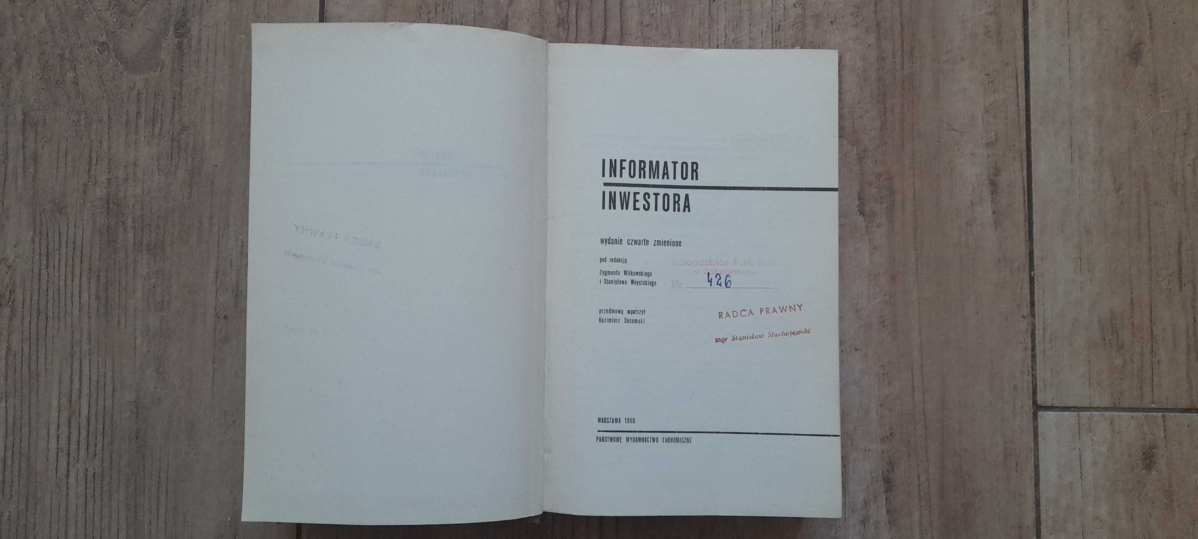 "Informator Inwestora" - wydanie czwarte zmienione (Warszawa 1966)