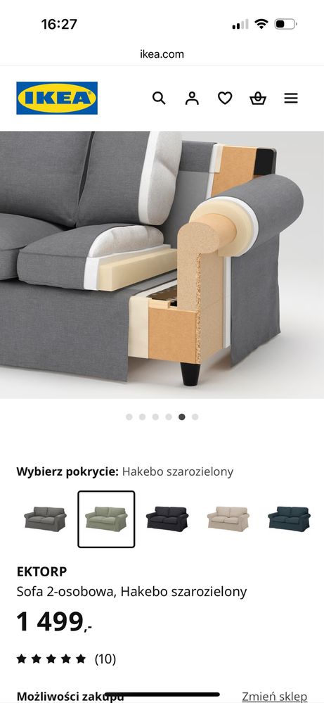 Kanapa Sofa Ektrop dwuosobowa ikea