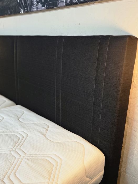 Łóżko kontynentalne grafitowe 180x200 z materacem | Transport GRATIS