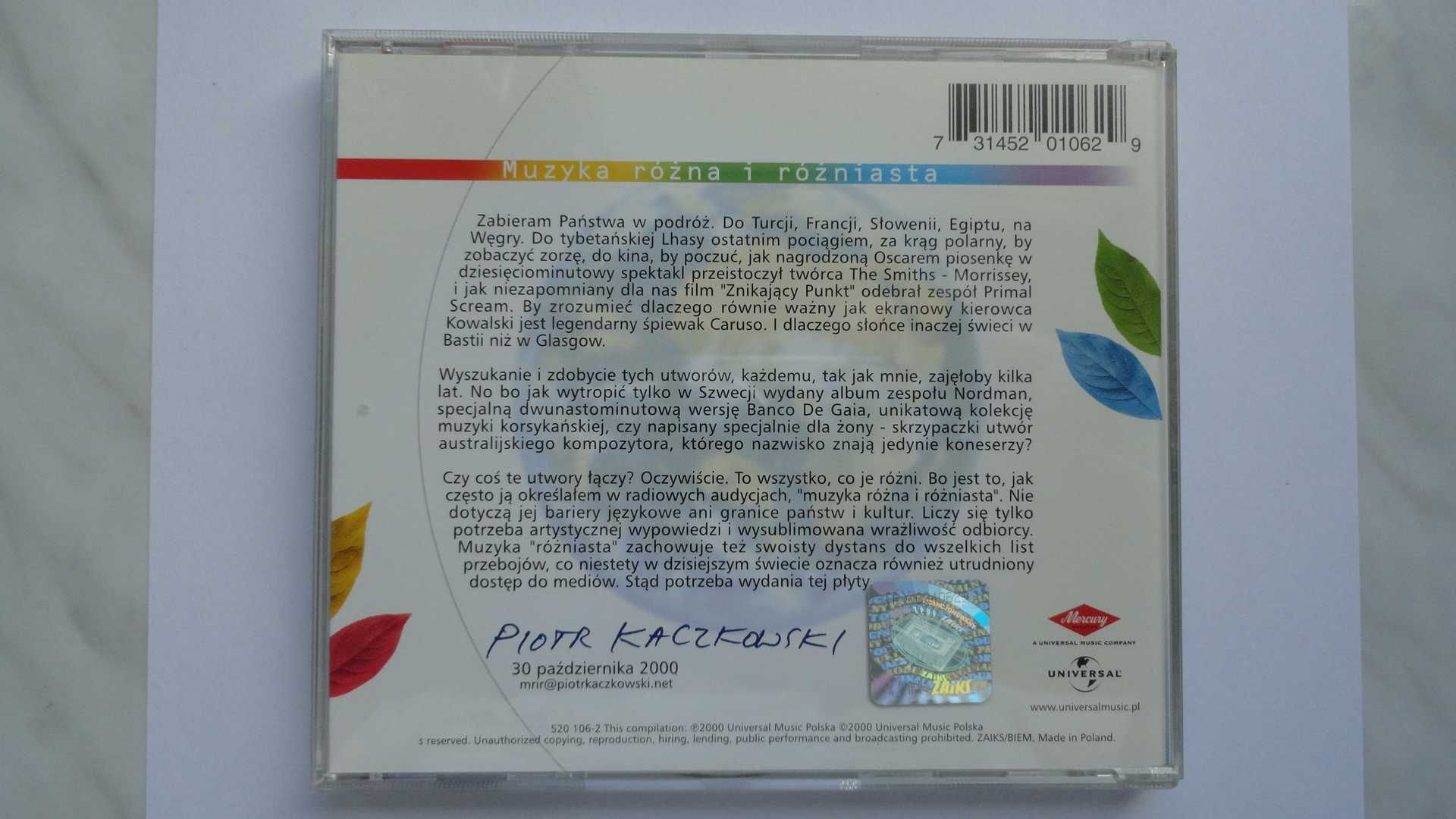 "Muzyka różna i różniasta" poleca Piotr Kaczkowski - CD - Stan idealny