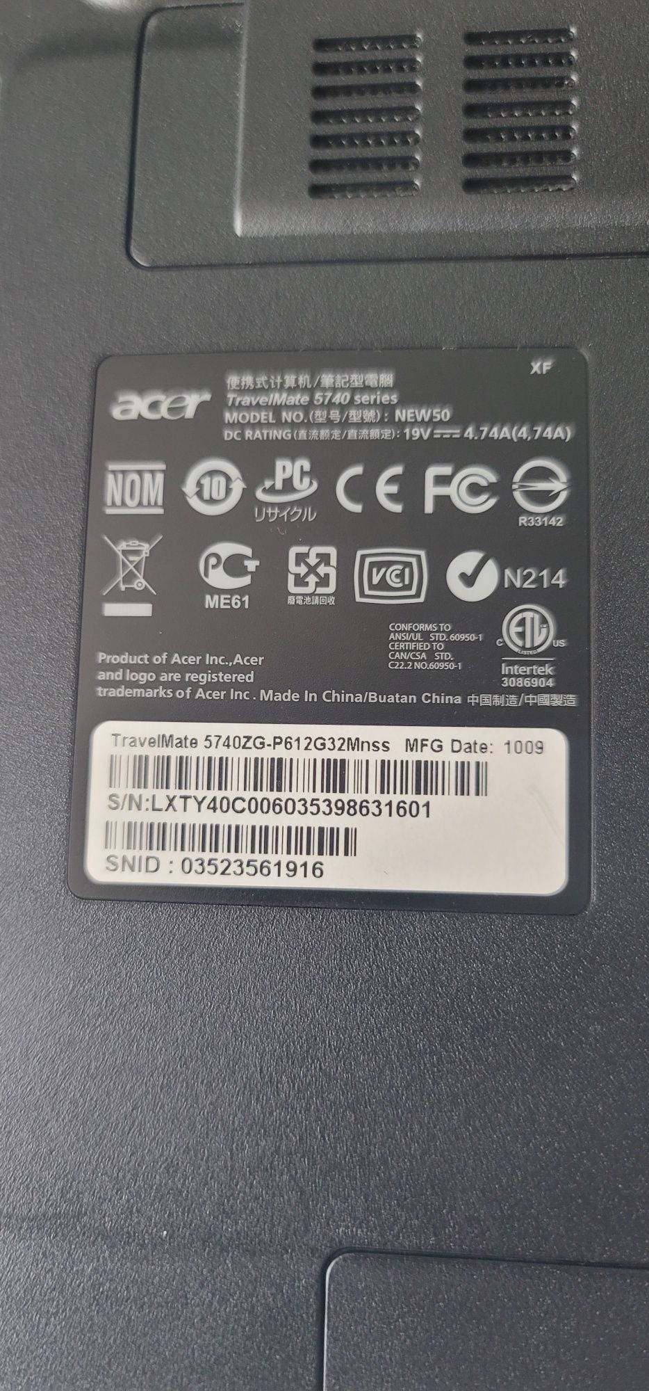 Ноутбук Acer TravelMate 5740