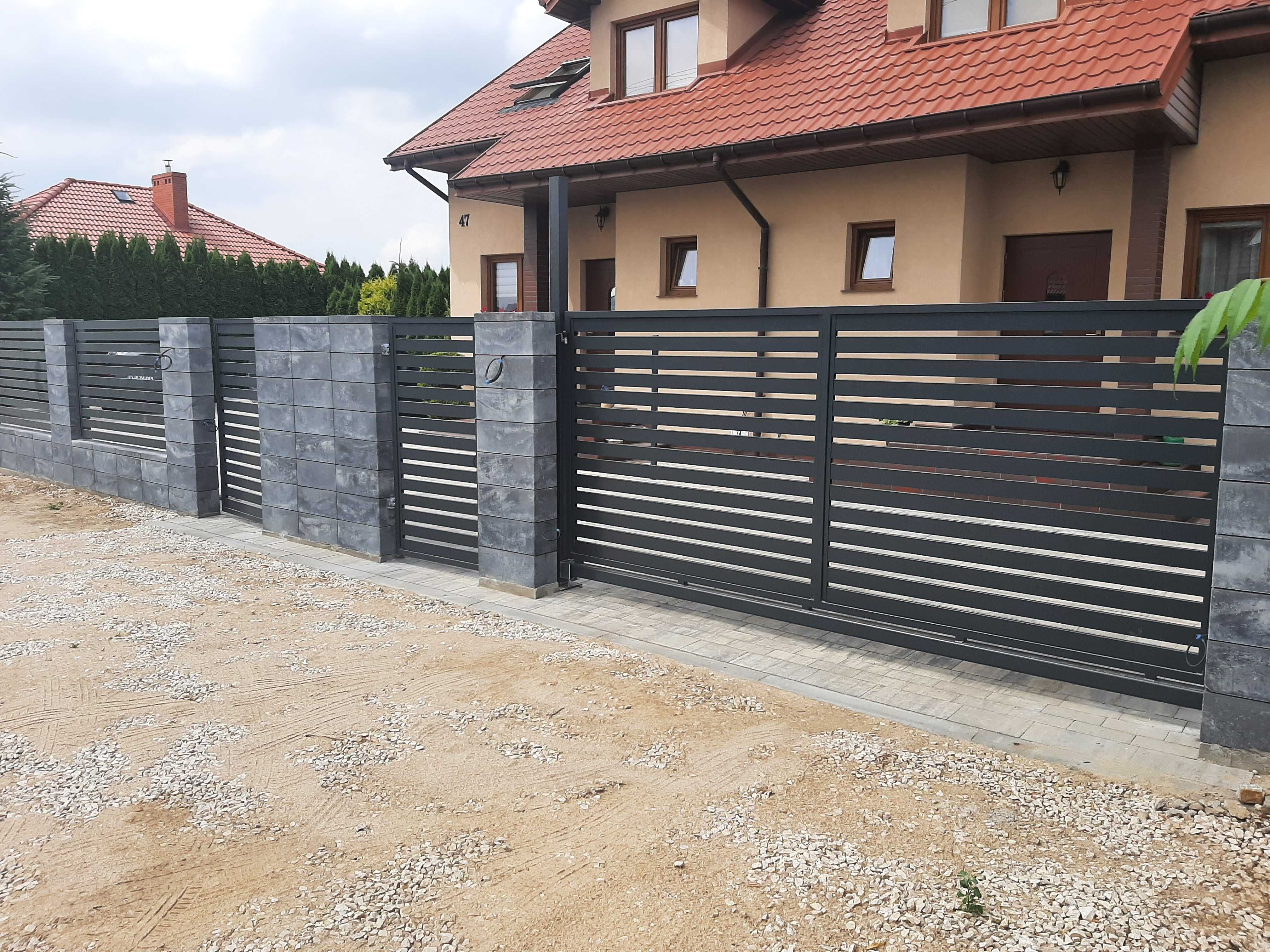 Brama przesuwna palisadowa 4000x1500 w komplecie