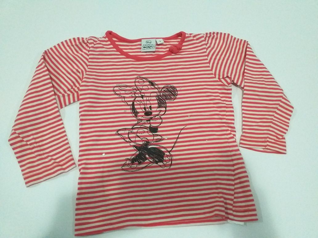 Bluzeczka w paseczki z myszka Minnie miki Disney Minnie Mouse roz 98