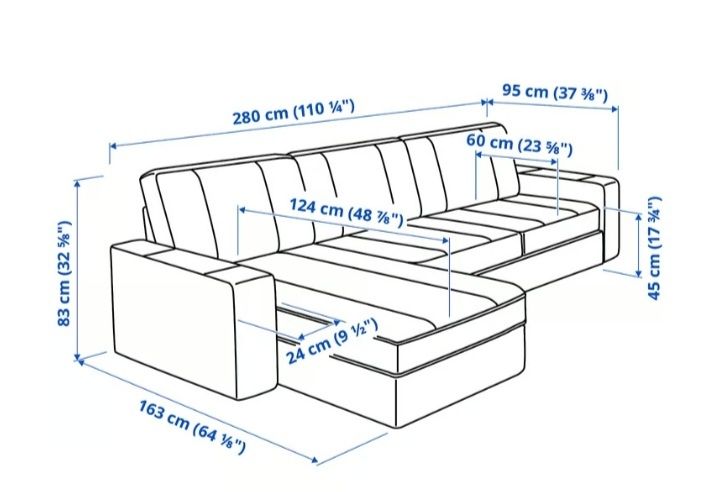 Sofá 4 lugares, com chaise longue em pele preto