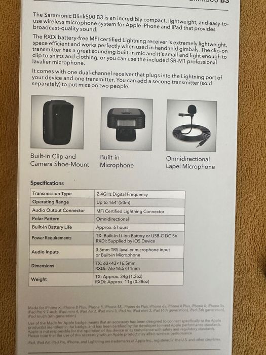 Saramonic Blink500 B3 - lightning