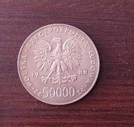 Moneta Piłsudski 1988r. 50000zł