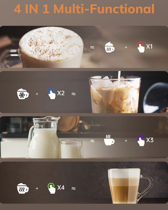 Morpilot Elektryczny spieniacz do mleka, 130-600 ml, 550 W 4 w 1, Nowy