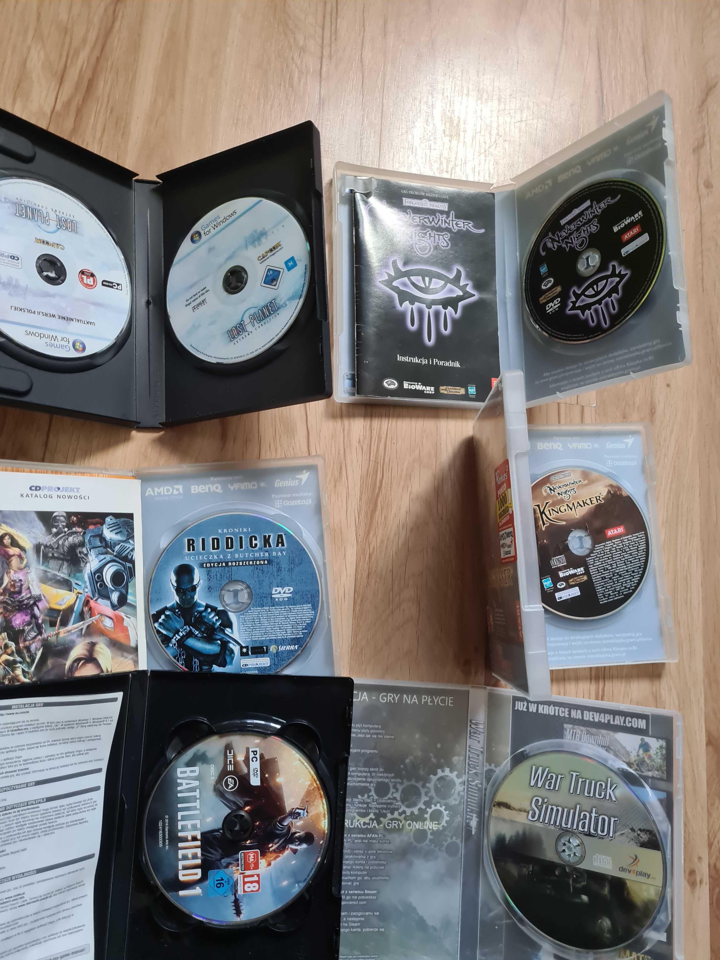 Mega zestaw gry pc battelfield riddick war truck neverwinter