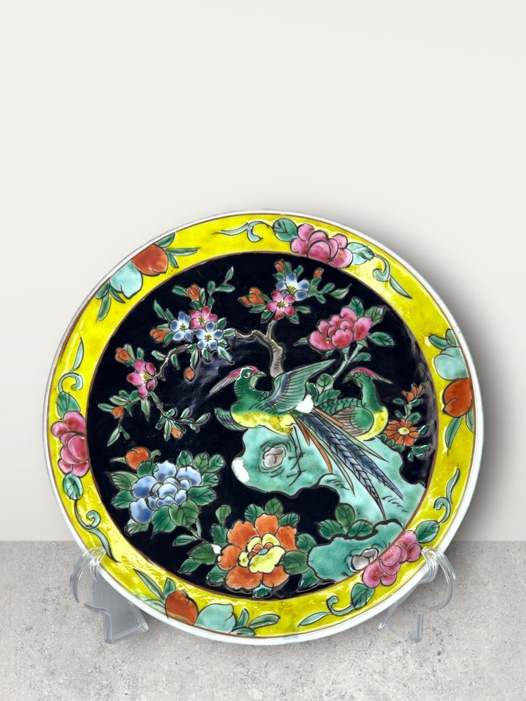 Patera Polichromia Vintage Bażant Ptak Kwiat Wiśni Japonia b16095