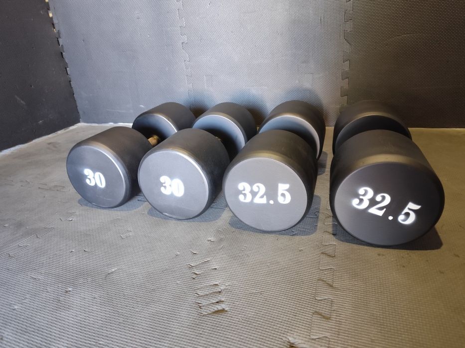 Hantle stalowe stałe 2x30 kg 2x 32.5kg siłownia nakłady