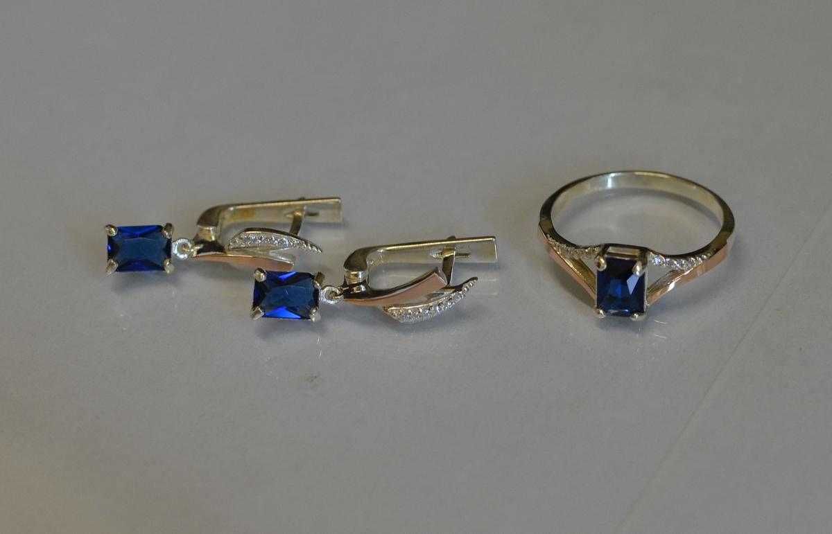 Купити .Сережки, Каблучка. Срібло 925 ,Золото 375 . Подарунок+Доставка