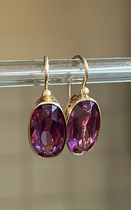 Золоті сережки з олександритом. Золотые серьги александрит СССР