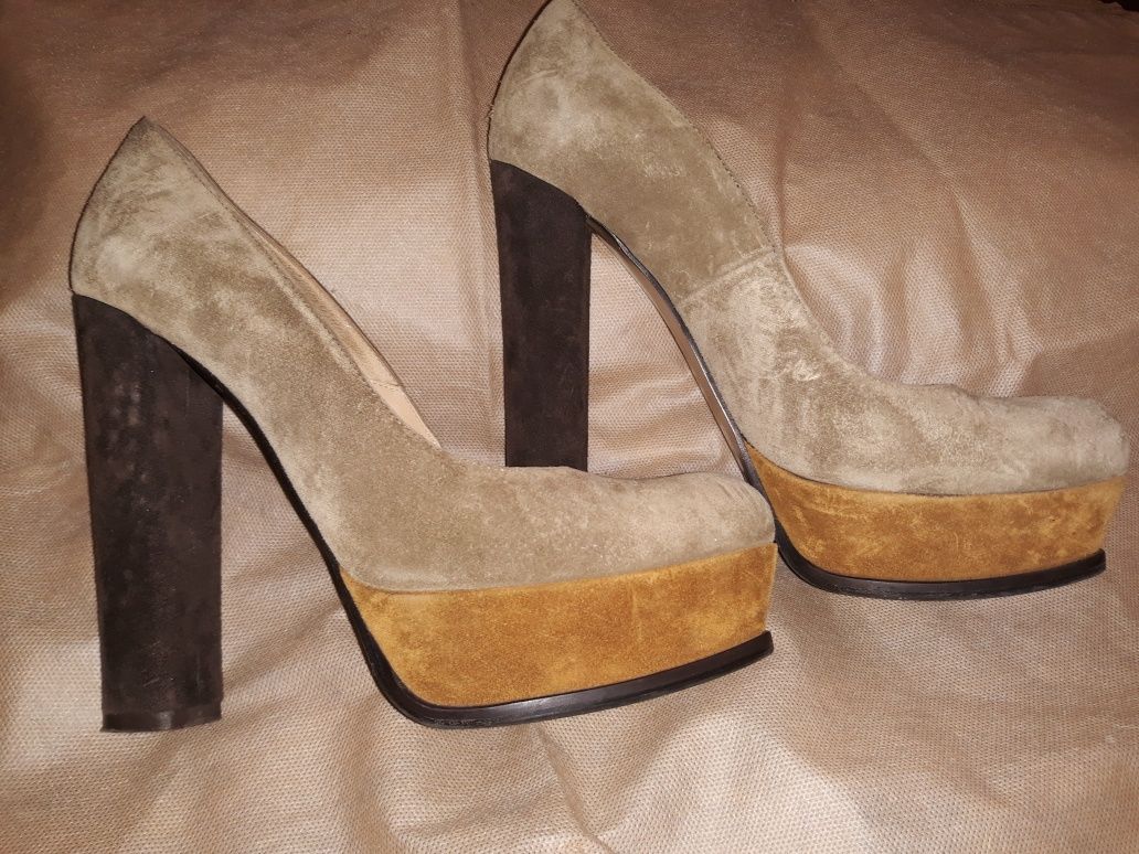 Туфли лабутены Gianni Marra 38 на высоком каблуке замшевые коричневые