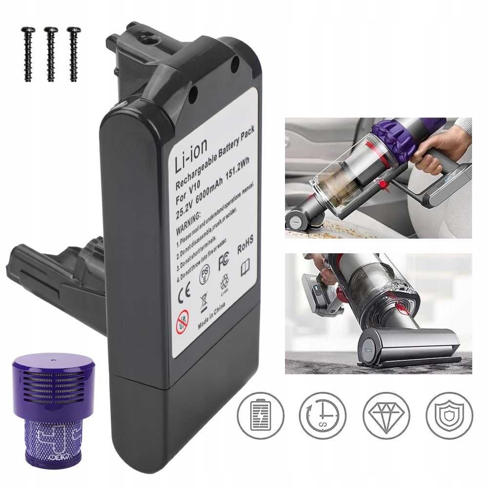 zapasowy akumulator do odkurzacza Dyson V10 25,2V 6000mAh