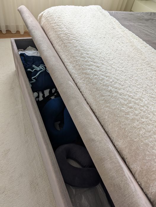 Cama Casal para colchão de 160x200 com banco de apoio