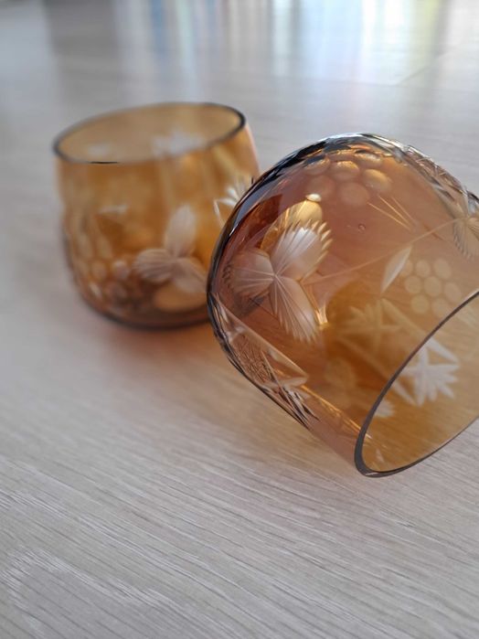 Kryształowe szklanki brązowe PRL