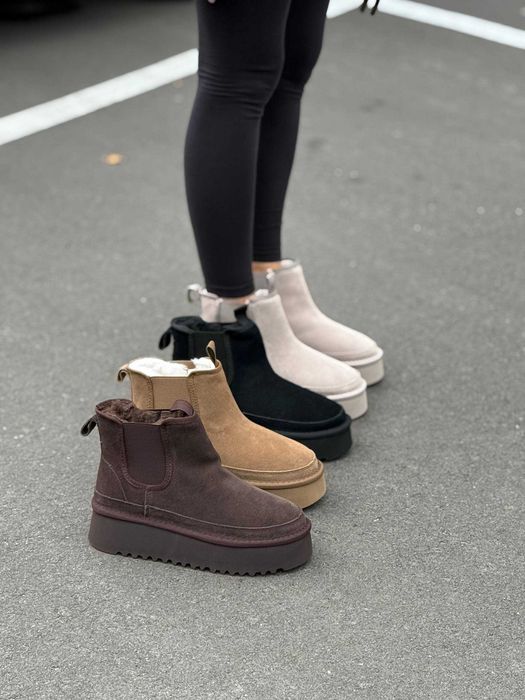 Зимові черевики натуральна замша Уггі Хутро, товста підошва, комфорт