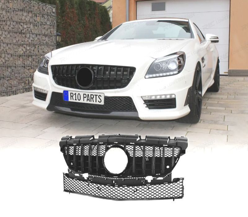 GRELHA FRONTAL MERCEDES SLK R172 11-15 PRETO BRILHANTE LOOK GT-R