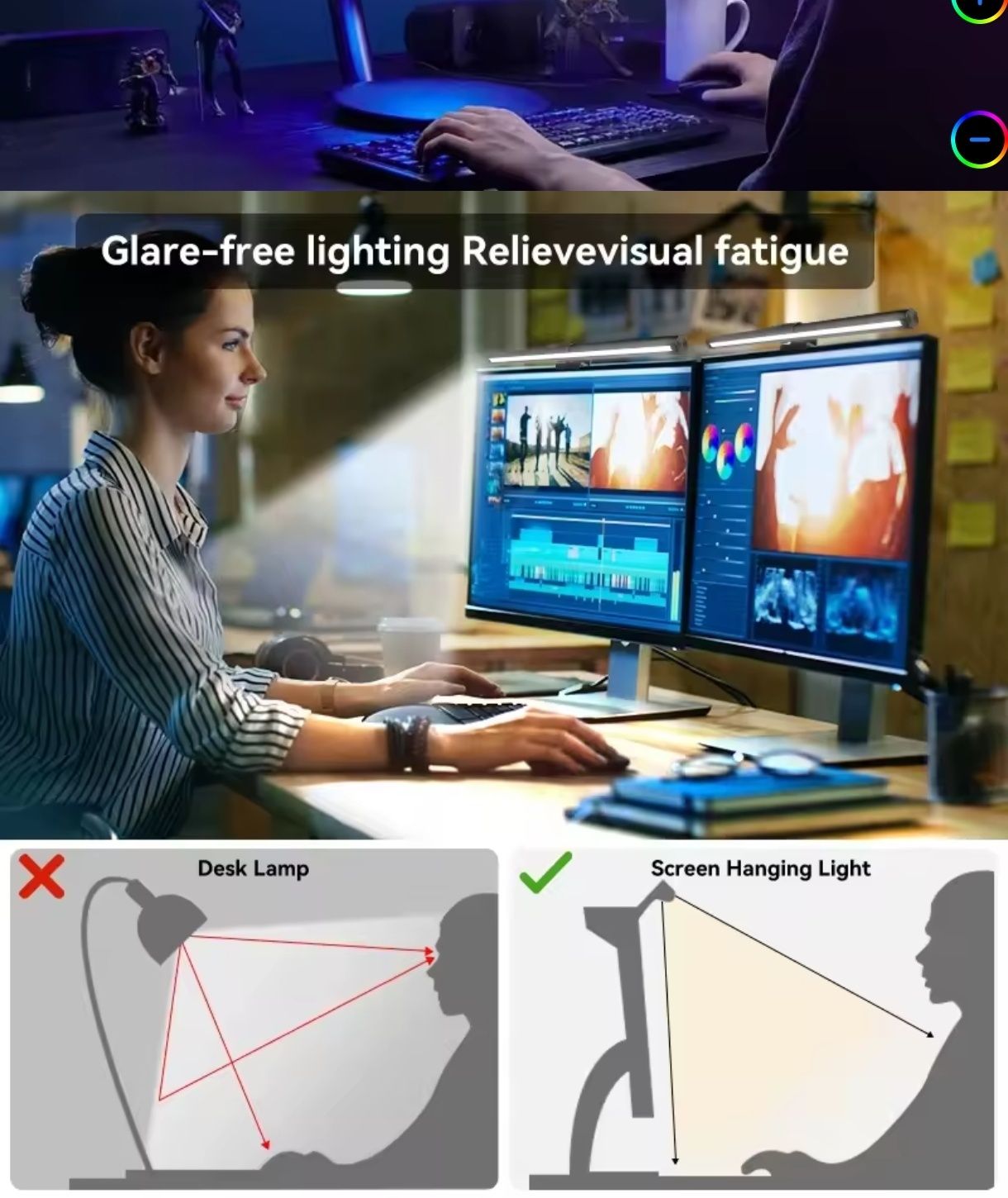 Lampa biurkowa z montażem na monitor