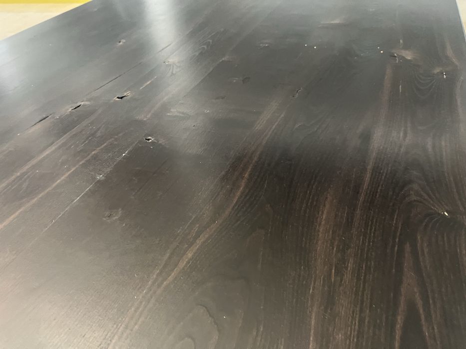 Duzy stol jesionowy, metal, czarny, ciemny braz