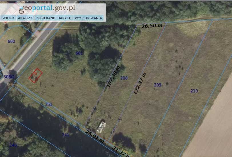 Atrakcyjna działka budowlana  29 arów obok lasu i parku, k. Lubina