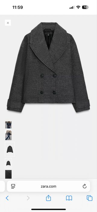 коротке двобортне пальто ZARA