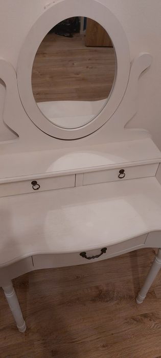 Toaletka biała 3 szuflady, lustro