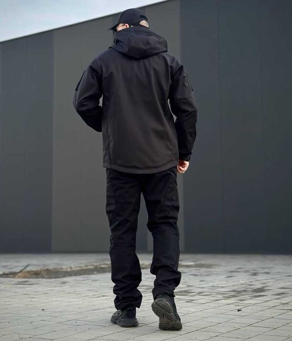 Утеплені чорні штани на флісі Soft Shell військові зимові штани чорні