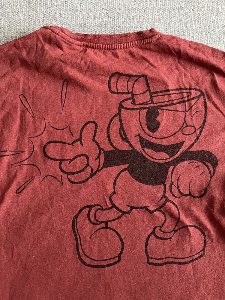 Bordowy tshirt Cuphead (Kubuś i Filuś) Zara