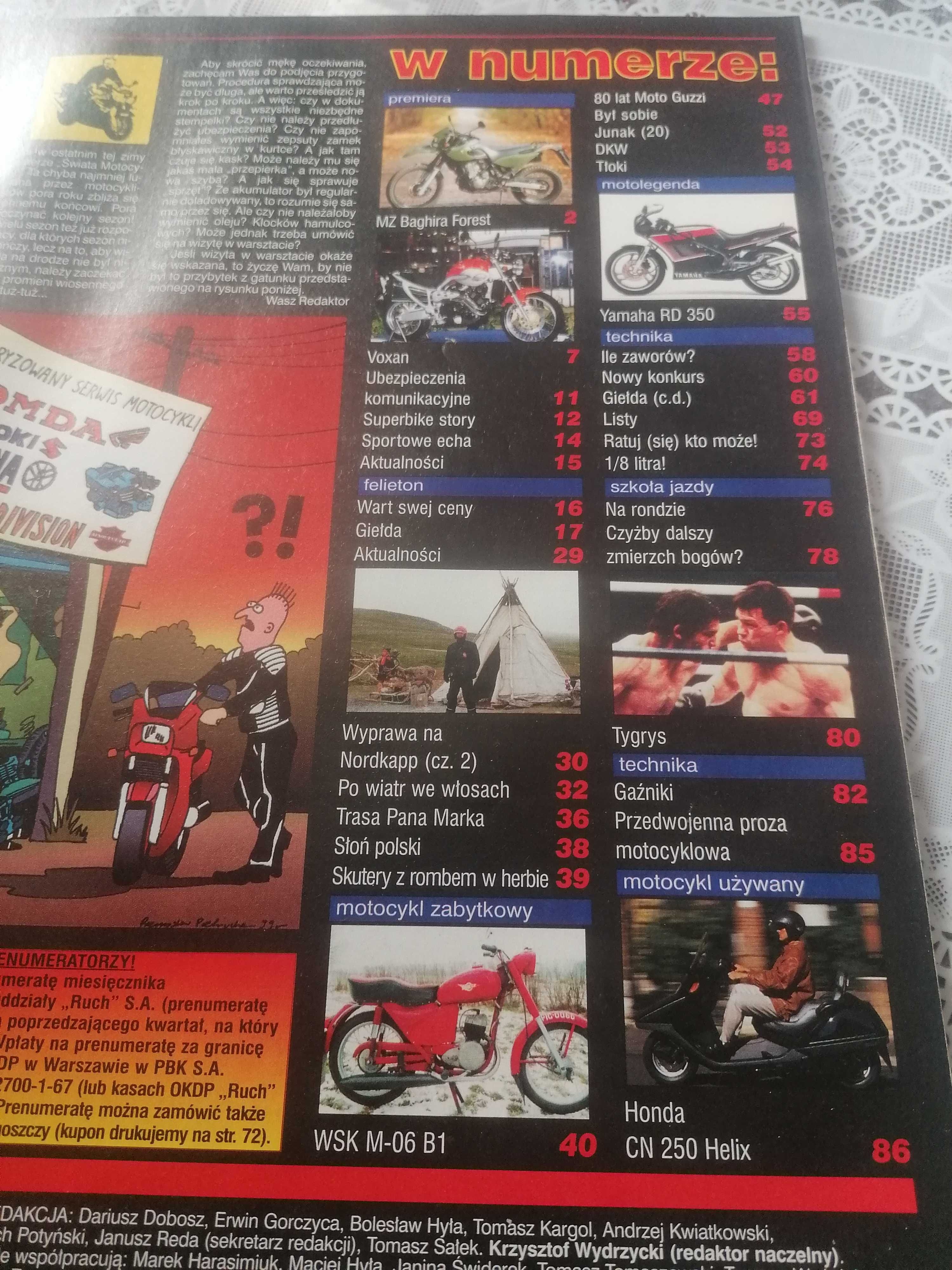 Gazeta Świat Motocykli JUNAK weryfikacja silnika WSK M06 B1 2001 nr. 3