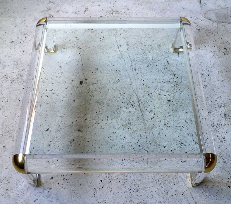 Duży stolik akrylowy lucite Karl Springer lata 70 80 vintage design