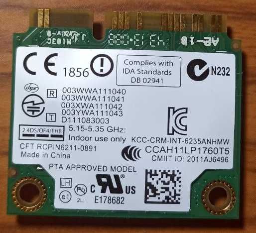 WIFI (2,4 + 5Ghz) + Bluetooth Модуль Intel Centrino Advanced N 6235