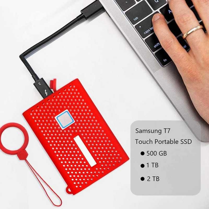 dedykowany futerał silikonowy SSD Samsung T7 / T7 TOUCH czerwony