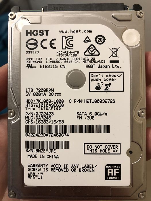 Dysk HDD do laptopa 2.5" HGST 1TB 1000GB 7200rpm