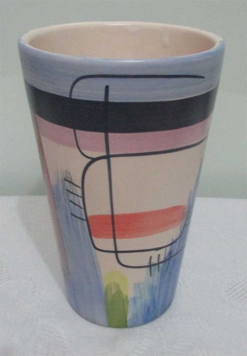 Ceramiczny wazon - etykietka - Majoli- ręcznie malowany