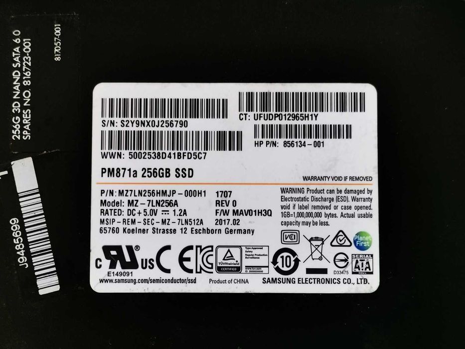 SSD 256GB Samsung Pm871A