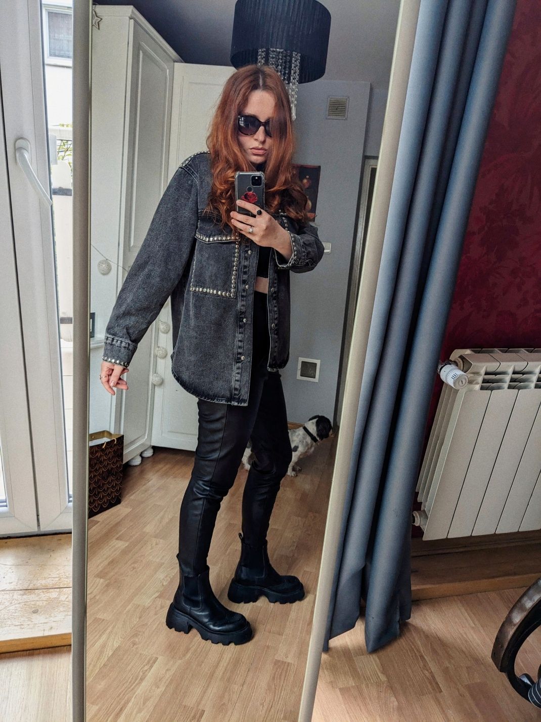 Kurtka Stradivarius Jeansowa 36 S Denim Jeans Ćwieki Czarna Rock Od Za