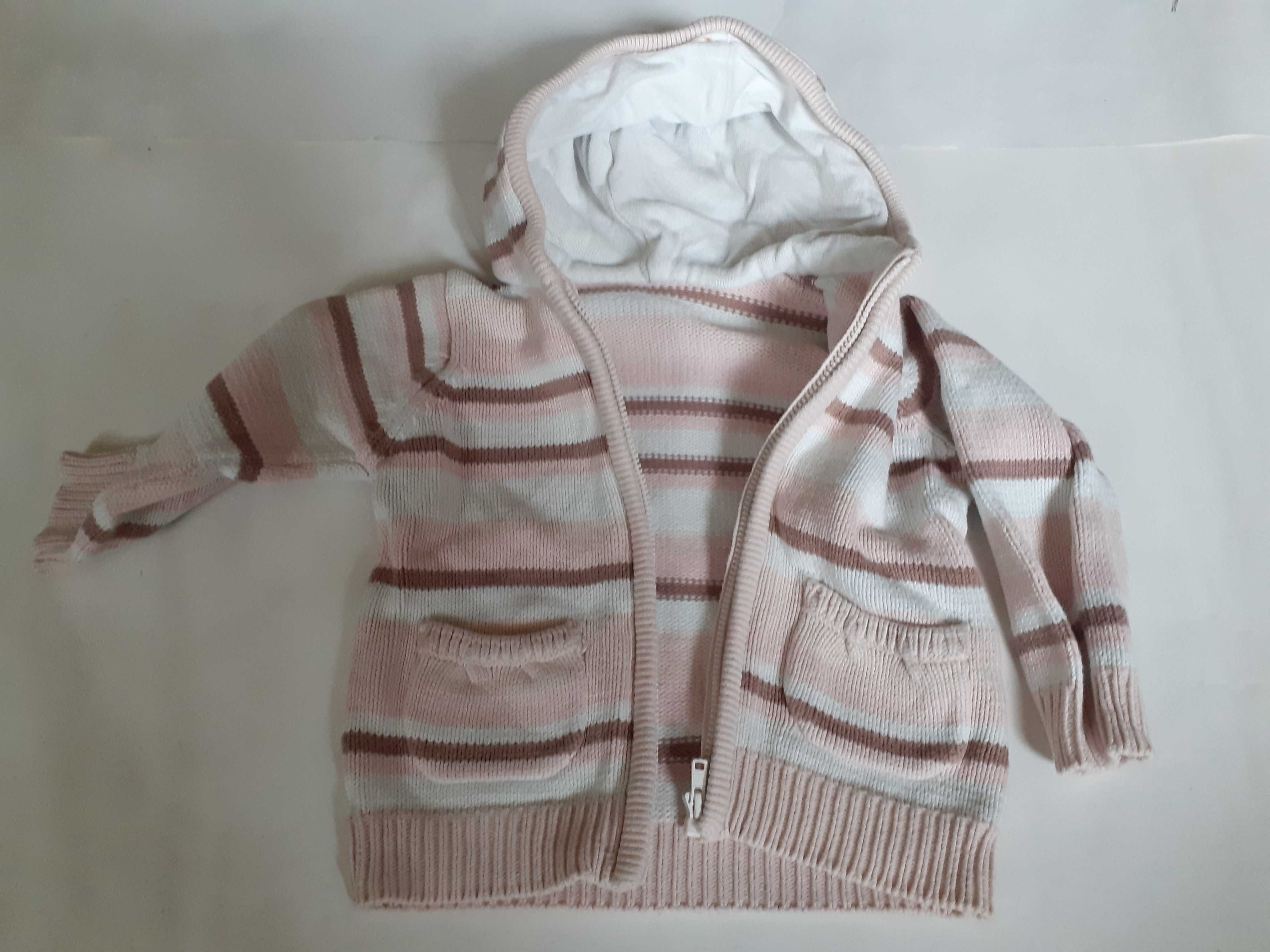 Sweter dziewczęcy - r. 86 - rozpinany z kapturem - 12-18 miesięcy