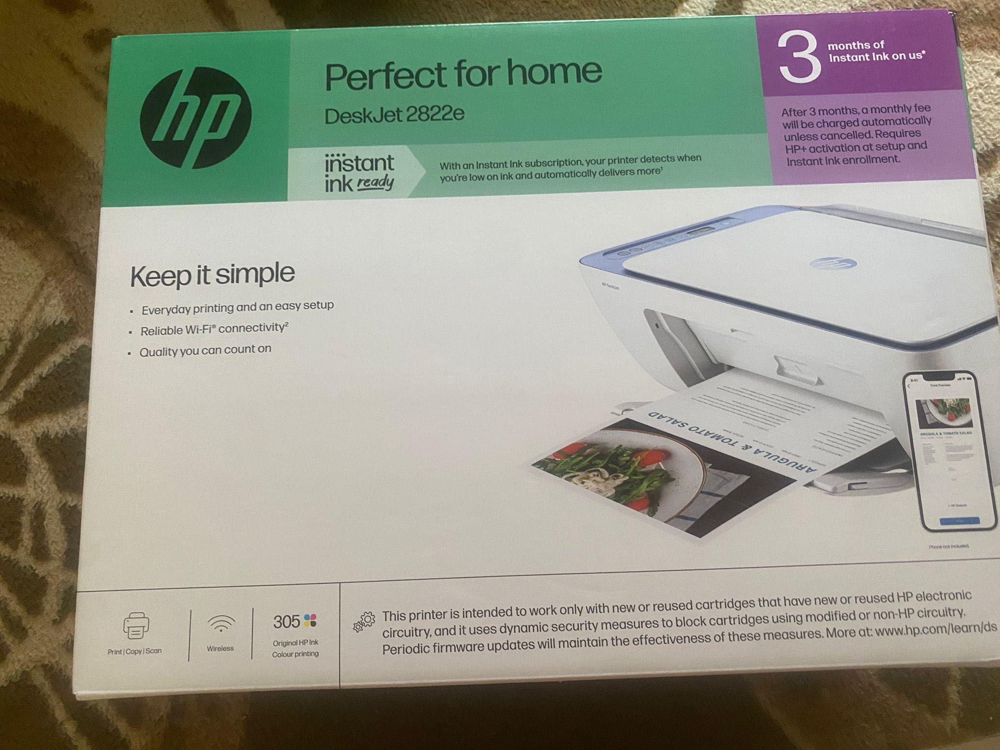Impressora Deskjet 2822e Hp / acompanha toner e papel / COM GARANTIA