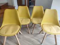 4 Cadeiras amarelas em napa