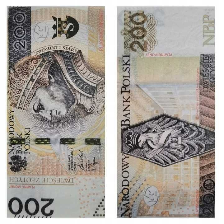 Banknoty do zabawy i nauki 200 złotych 100szt