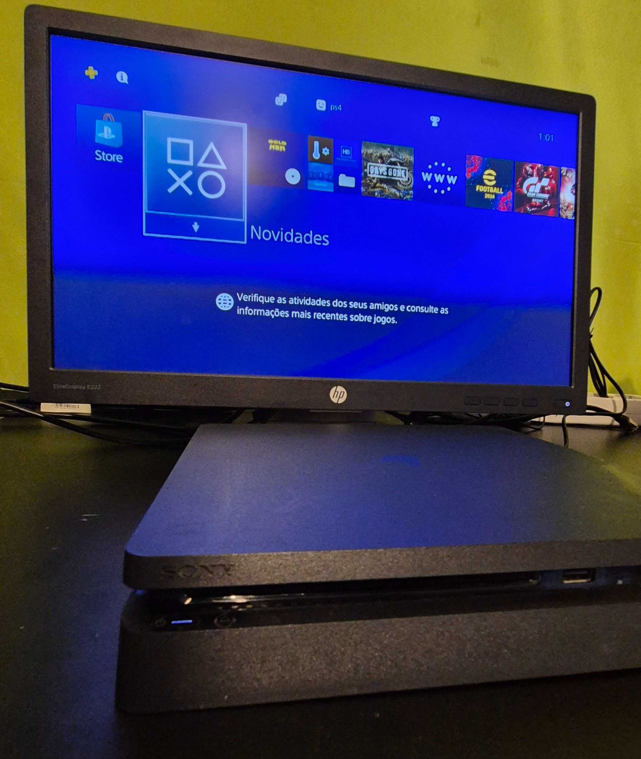 PS4 Slim 11.00 1TB + Bluray + 15 Jogos