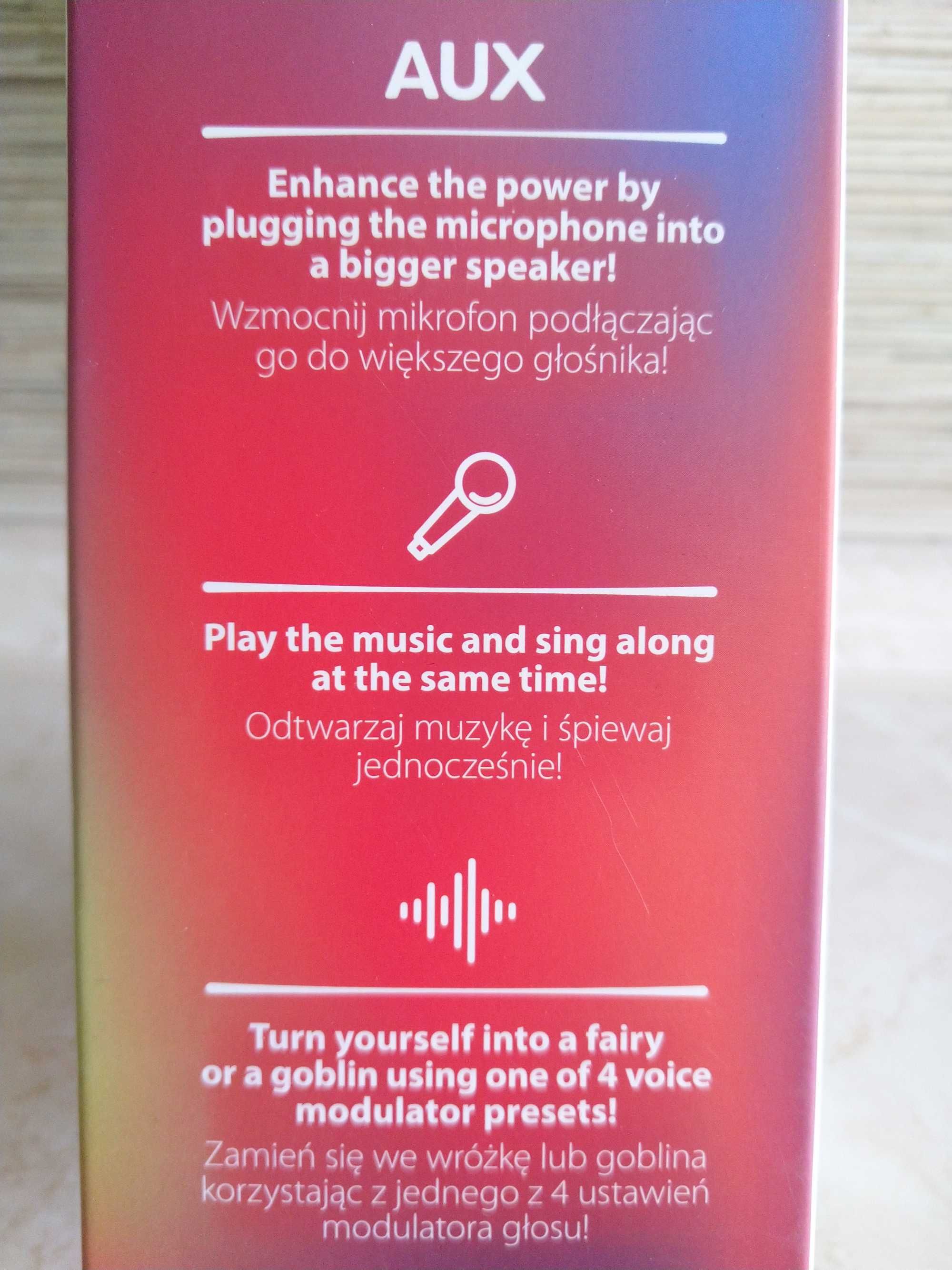 OKAZJA Mikrofon karaoke bezprzewodowy Aux USB Bluetooth MikroSD 3W