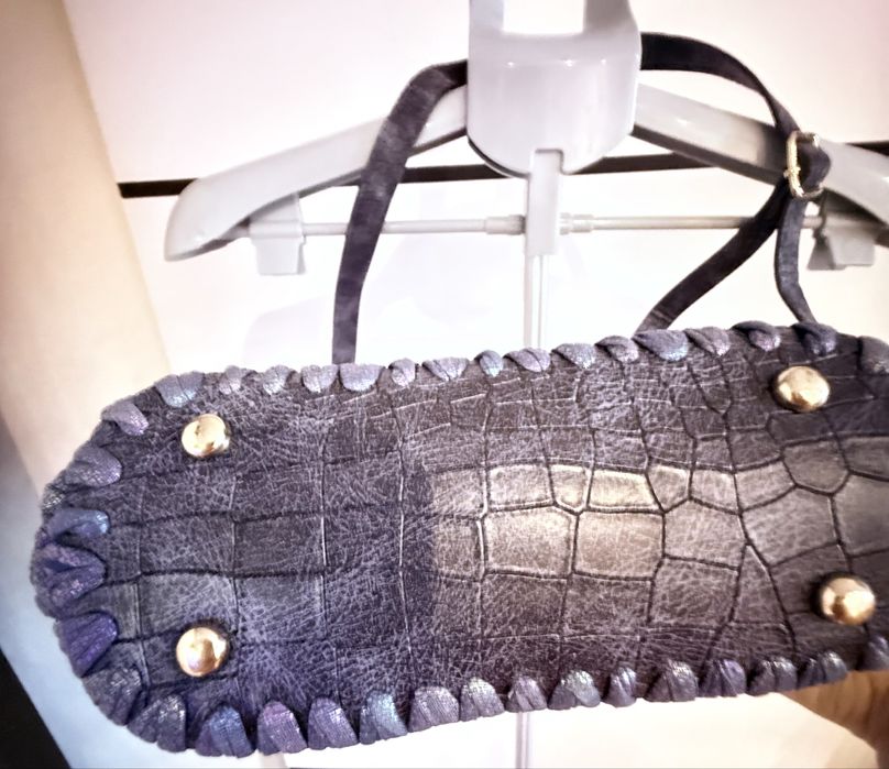 Torebka z dzianiny z dodatkiem skóry naturalnej