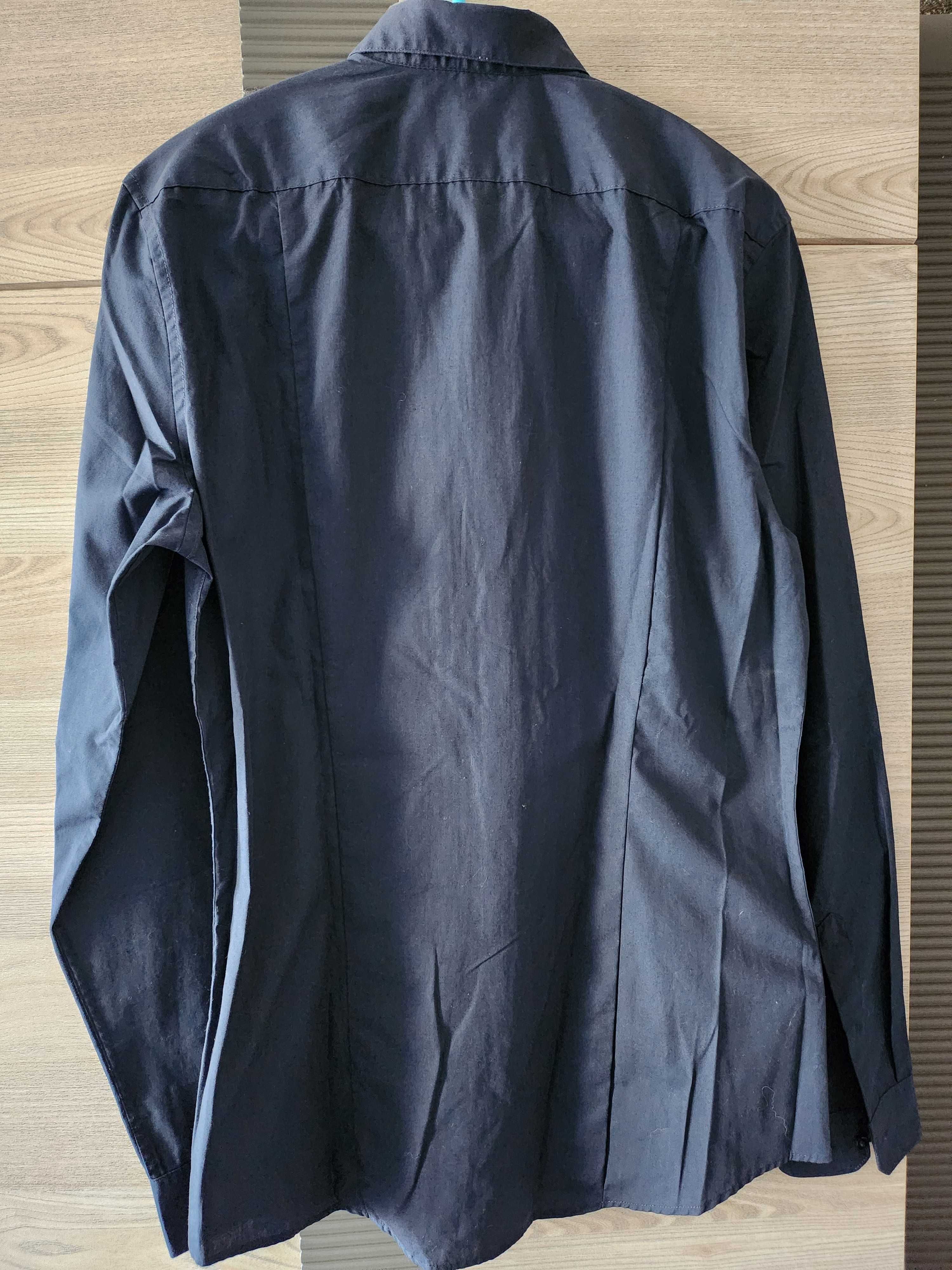 Koszula męska H&M, SLIM FIT, ciemnogranatowa, rozmiar S