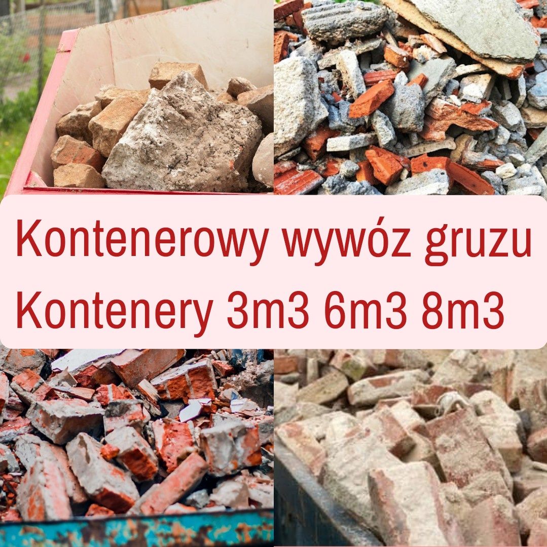 Wywóz gruzu, liści, gałęzi i ziemi, odpadów  kontener transport piasek