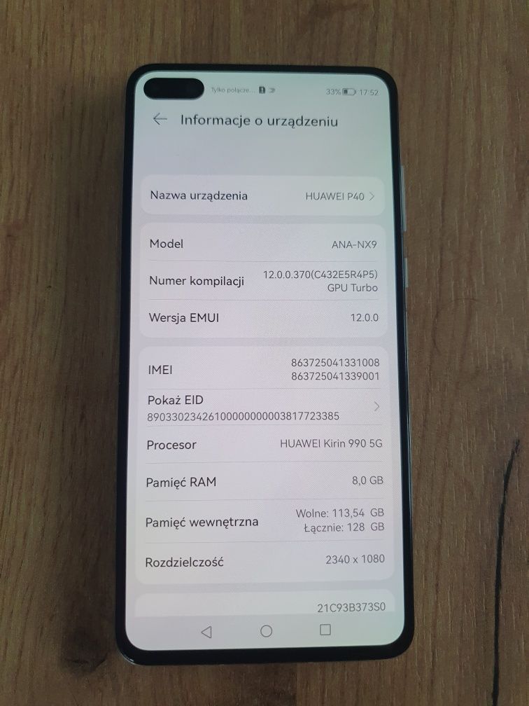 Huawei P40 8/128 Perłowy ANA-NX9 stan idealny jak nowy