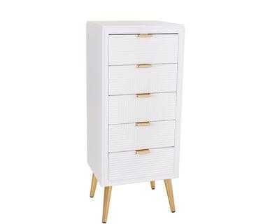 Biało-złota komoda z płyty MDF z 5 szufladami
