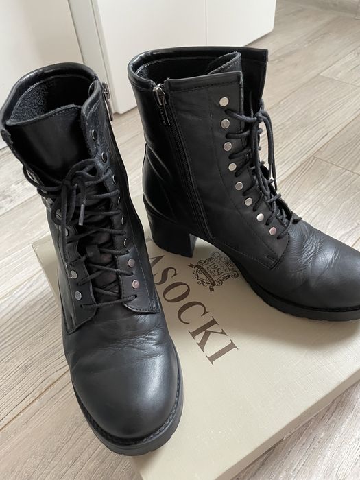 Czarne skórzane botki Lasocki, rozm.39